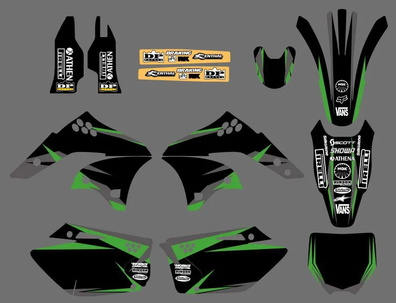 

New Style TEAM GRAPHICS & BACKGROUNDS DECALS STICKERS Kits for Kawasaki KX250F KXF250 KXF 250 KX 250F 2006 2007 2008