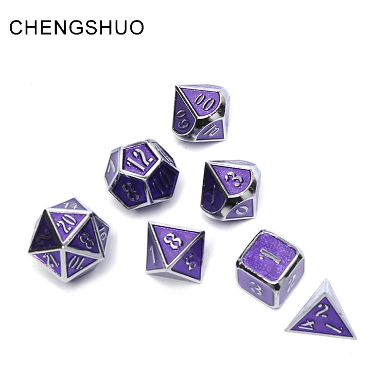 

Chengshuo metal dice rpg polyhedral dnd sets dungeons and dragon table games violet digital dices zinc alloy pattern d20 10 8 12