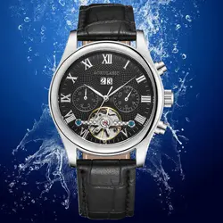 AOKULASIC модные Элитный бренд бизнес Tourbillon Автоматическая механические кожаные часы группа для мужчин непромокаемые спортивные наручные