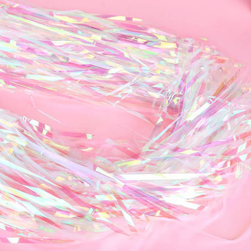 

Iridescent Unicorn Rainbow Foil Fringe Curtain Tinsel String Shiny Party Wedding Birthday Door Decoration Photo Booth Backdrop