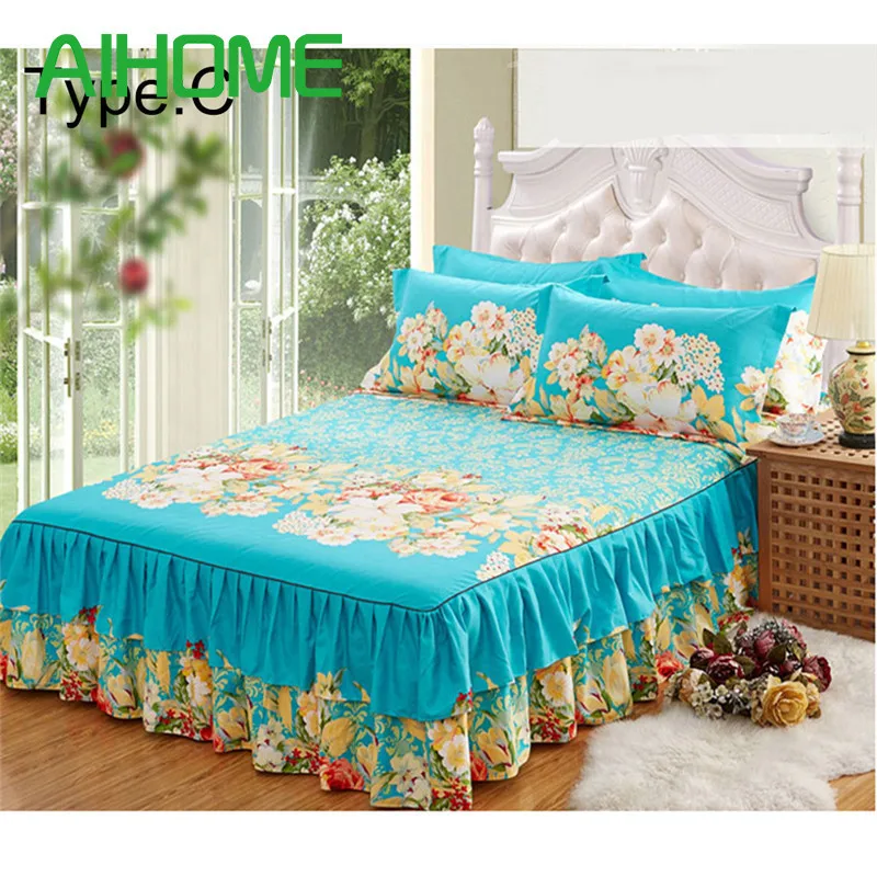 

1pc Pillowcase&Bed Skirt Sanding Bedspread Queen Thickened Fitted Sheet Single Double Bed Dust Ruffle Princess Bedsheet
