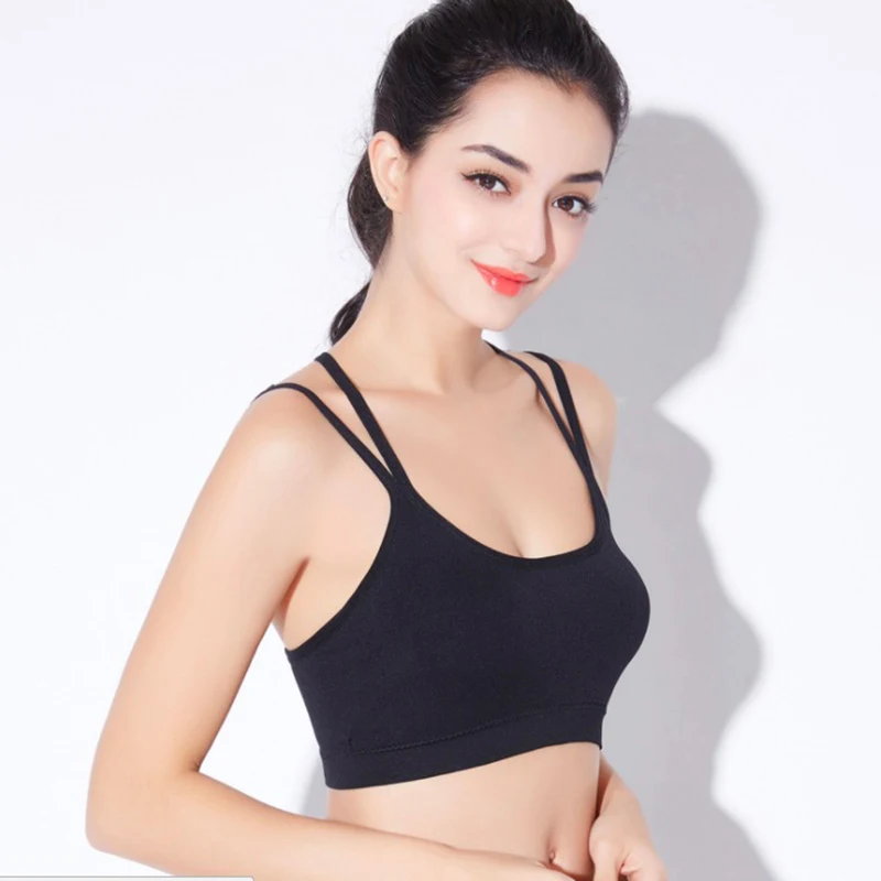 

Women Tank Tops Sexy Letters Straps Sports Bras Padded Gym Fitness Running Yoga Vest Bra Sport