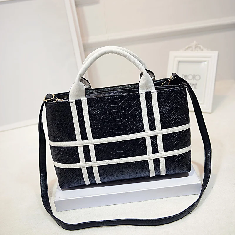 2015 female bags black and white stripe handbag shoulder bag messenger