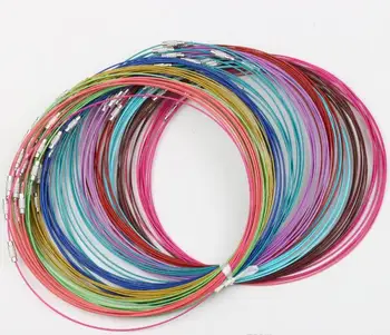 

Multi Color Stainless Steel Wire Cord Necklaces new 50pcs/lot Chains Jewelry 18"L Jewelry DIY making