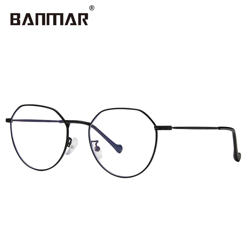 BANMAR, женские очки, оправа для мужчин, анти-голубые легкие очки, оправа, винтажные круглые прозрачные линзы, оптические очки, оправа A1917 - Цвет оправы: C4 DUMB BLACK