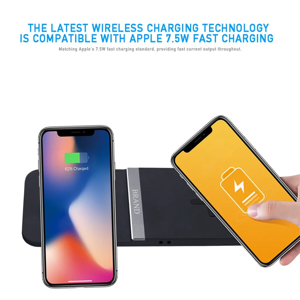 

For Samsung Glaxy S9 / S9 Plus Qi Double Wireless Charger Station Devices Pad Desktop For iPhone X For Galaxy S10e/S10/10 Plus