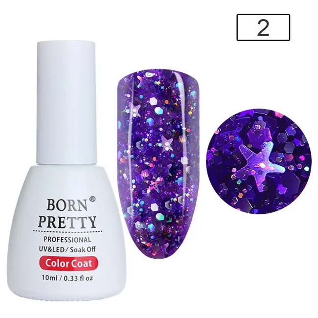 Born pretty, голографическая блестка Гель-лак для ногтей 10 мл Bling Star Moon блеск замачиваемый лак Маникюр УФ-гель для дизайна ногтей лак - Цвет: Color 2