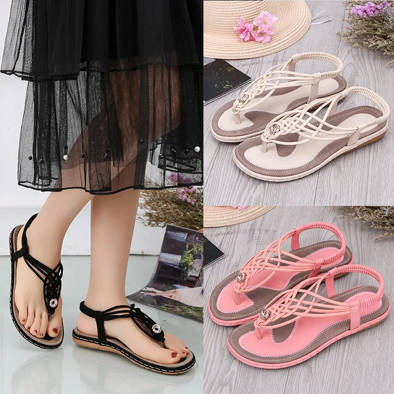 

Women's sandals waterproof platform rhinestones flat sandals summer open toe beach shoes women's casual