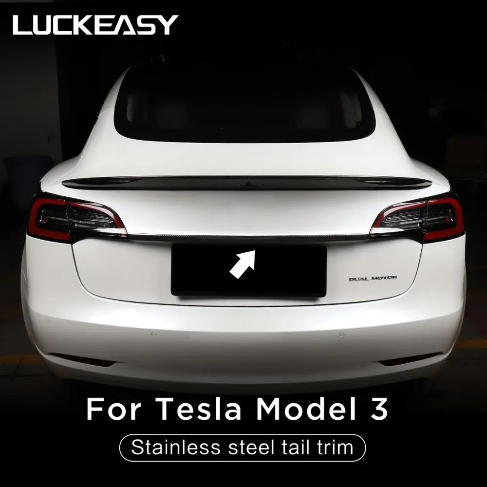 LUCKEASY автомобиль из нержавеющей стали отделка хвоста для Tesla модель 3- хвост ворота Отделка 1 компл