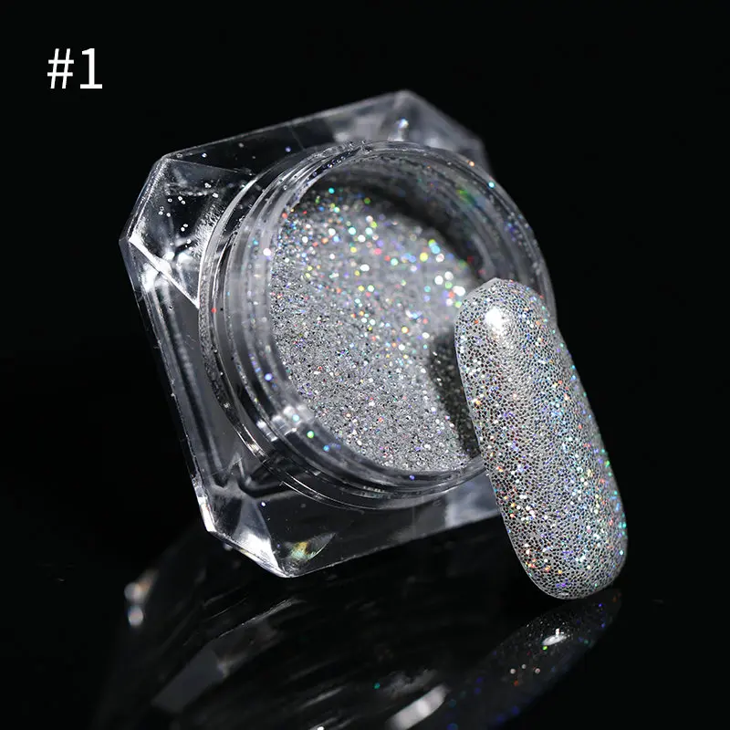 Holographic-01 1 коробка голографический лазер порошок блестящие Звездное Маникюр нейл-арта, блестящий градиент вышит блестящая сахарная пудра пыли для украшения ногтей - Цвет: Holographic-01