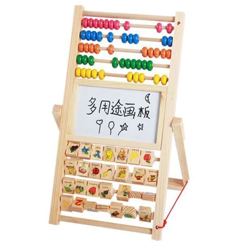 

Wooden Double-sided Multi-function Drawing Board Calculator Frame Educational Toys