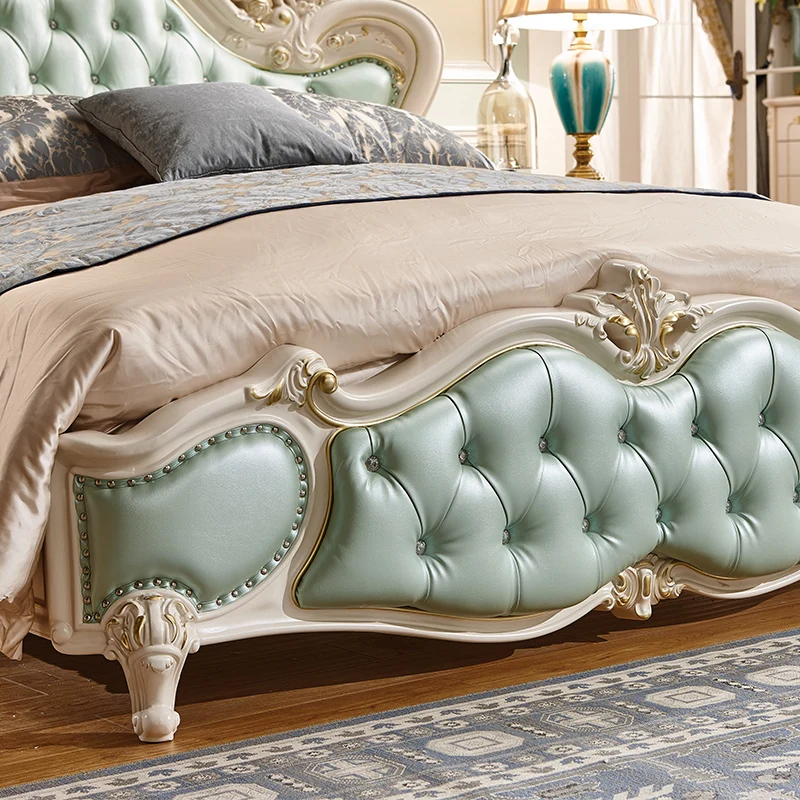 luxury European Style 1.8 Meters Bed, Double Bed, Leather Bed With Beside Table luxury European Style 1.8 Meters Bed, Double Bed, Leather Bed With Beside Table