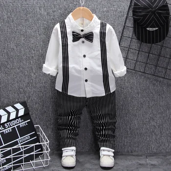

With belt Fall Formal Infant baby boys birthday clothing set for newborns babies tops outerwear pants suit outfit clothes sets