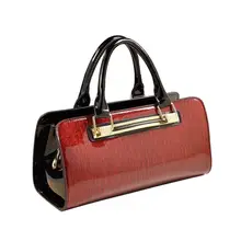 ICEV новейшая женская кожаная роскошная дизайнерская сумка высокого качества Бостонская лакированная кожаная ручная сумка клатч с верхней ручкой красная Свадебная