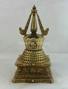 

Tibetan Buddhism Brass Shakyamuni Eight treasures Tathagata stupa pagoda