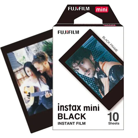 10-60 листов Fuji Fujifilm instax mini 9 8 белые цветные кромки для instant camera mini 8 9 7s фотобумага - Цвет: Black 10 sheets