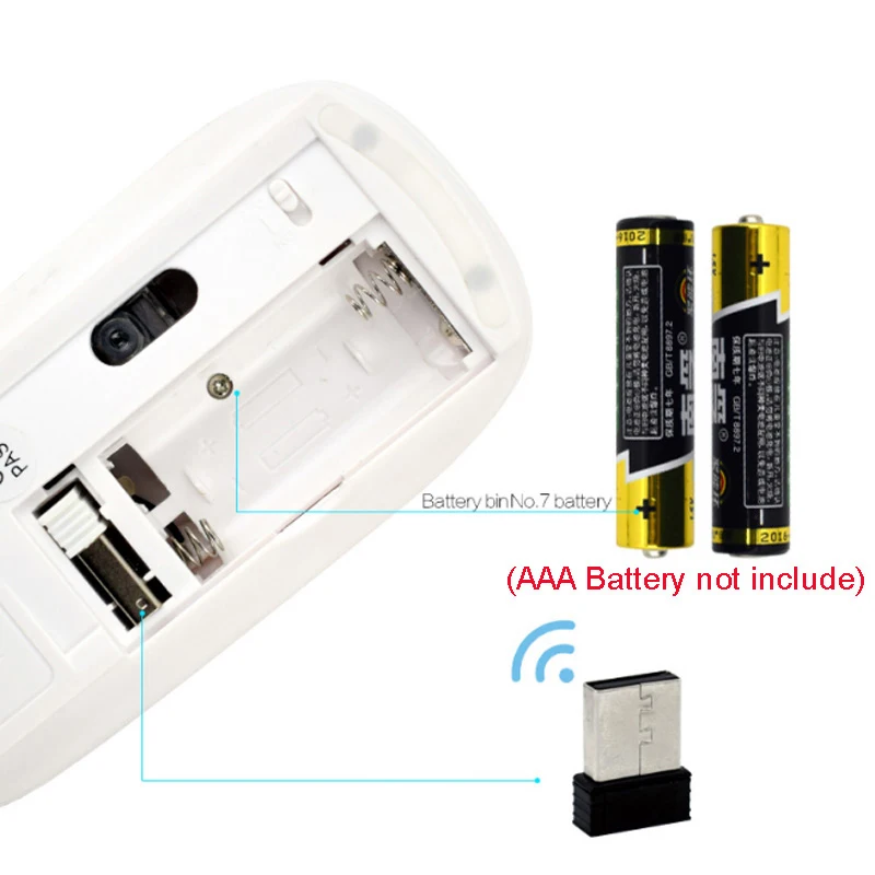 Ультра тонкий 2.4 г USB 2.0 оптический Беспроводной touch Мышь Мыши компьютерные приемник для Тетрадь