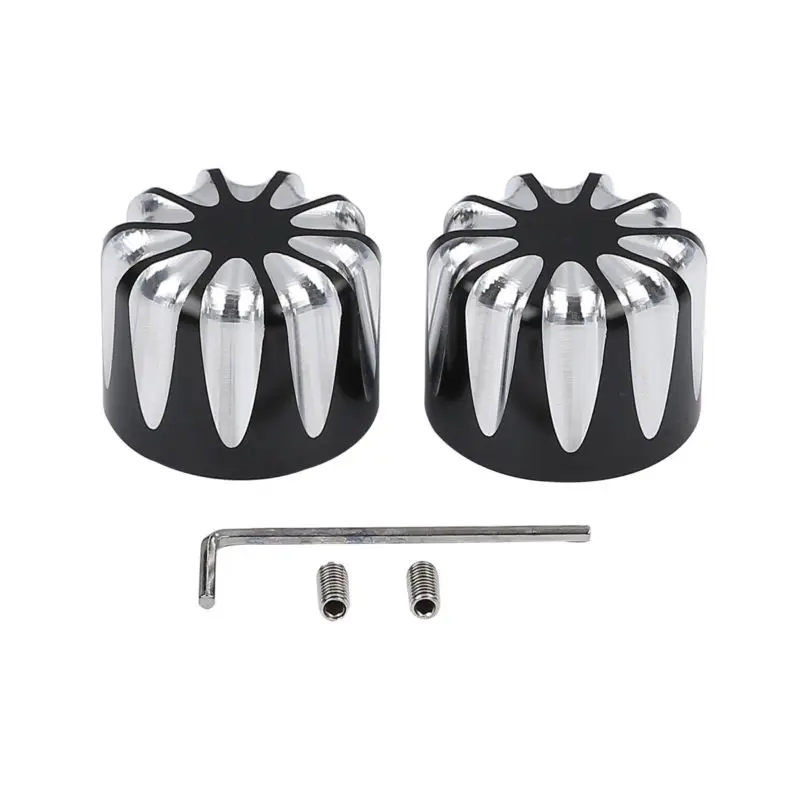 

Front CNC Deep Edge Cut Axle Nut Covers For Harley Wide Electra Glide Low Fatboy Touring Dyna FLHT FLSTC Sportster 1200 883