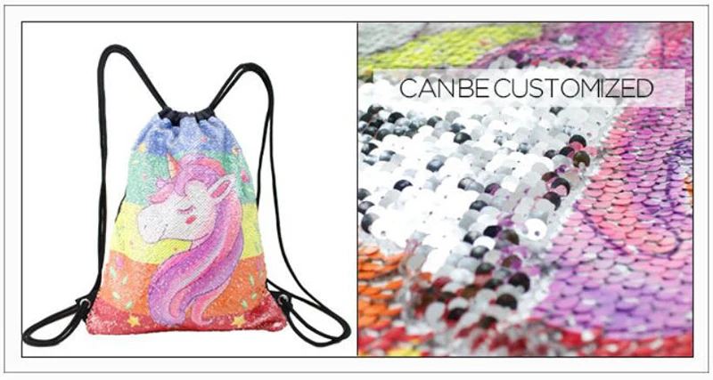 Картина с изображением единорога, сумка на шнурке с пайетками, волшебные двусторонние сумки на плечо, Повседневные Вечерние школьные рюкзаки с рисунками для детей