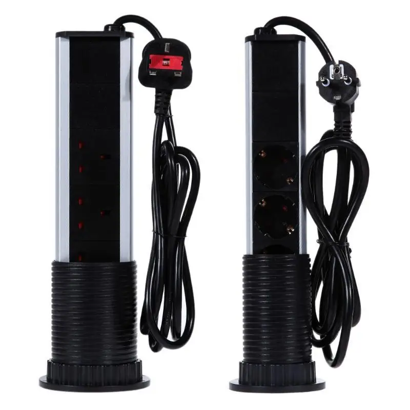 

Electrical 3 Plug Sockets 2 USB Outlet Universal Socket 220V 16A PULL POP UP Retractable Socket Office Desk Kitchen Sockets