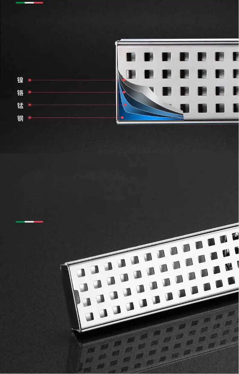 Bagnolux 600/700/800/900/1000 мм Высокое качество квадратный 304 Нержавеющая сталь Длинные Линейный напольная Решетка отходов Слив в ванной