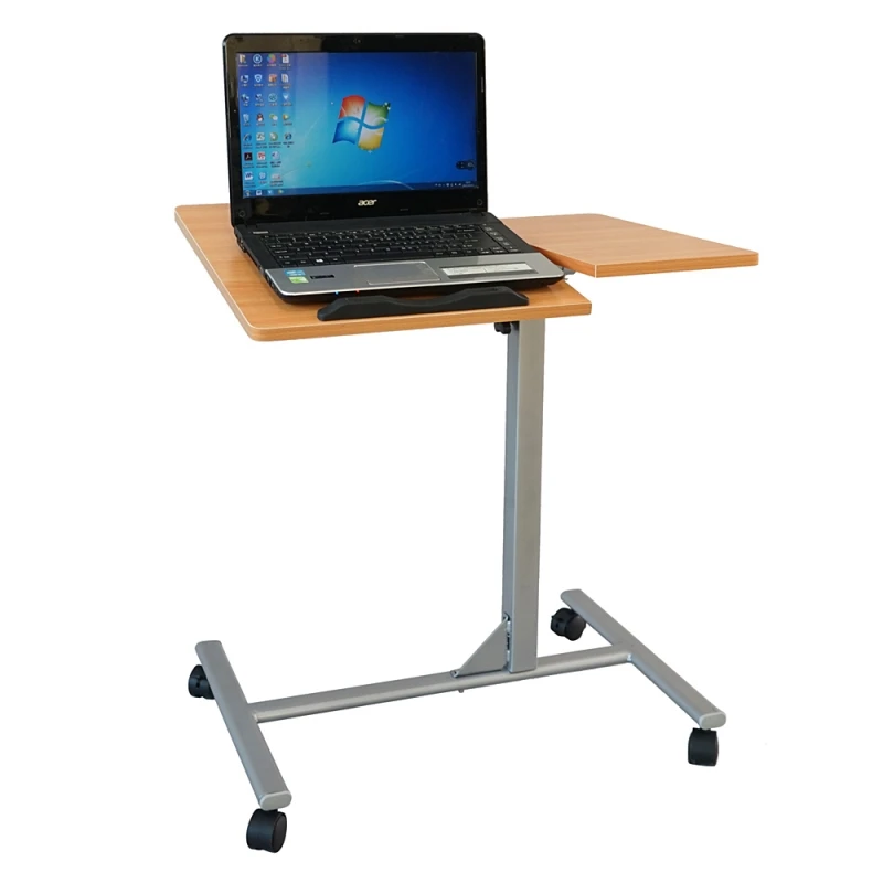 

Four-Wheel Home Use Multifunctional Lifting Removable Computer Desk Black & Wood Color