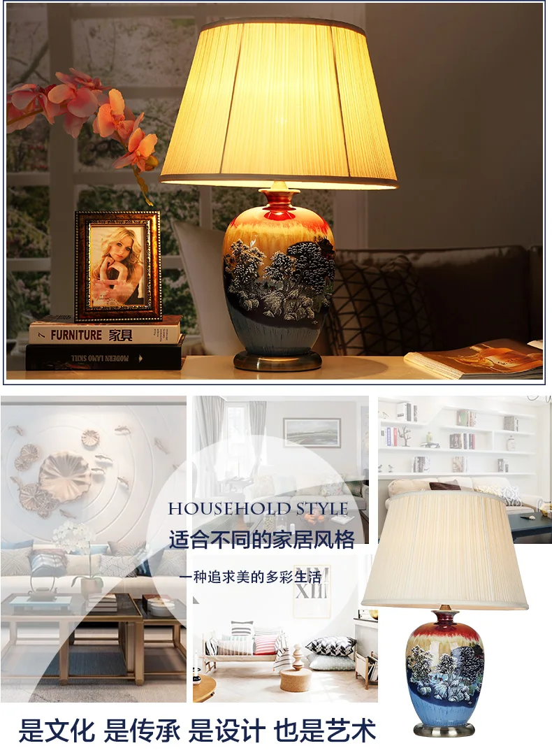 China Antique Living Room Vintage Table Lamp Porcelain Ceramic Table Lamp wedding decoration table lamp reading (2)