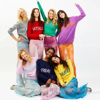 

Monday Tuesday To Sunday women knit sweater plus size pullover woman girl sweaters pull femme knitted women clothes winter warm