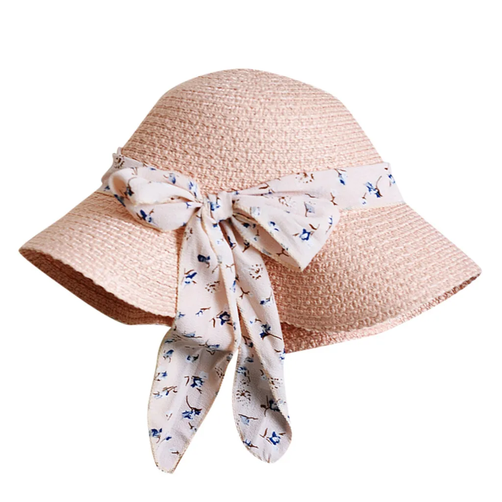 

Bowknot Straw Hats for Women Summer Beach Fashion Sun Hat Floppy Wide Brim Foldable Panama Chapeau Femme Wide Brim Hat#P3
