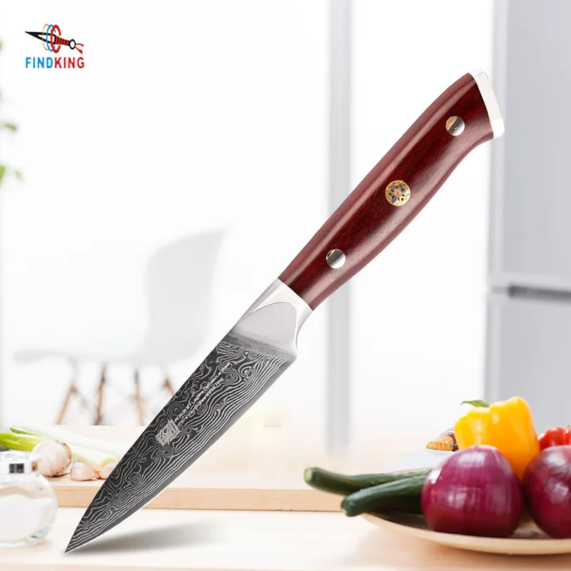 FINDKING AUS-10 Дамасская сталь Палисандр Ручка дамасский нож 3,5 дюймов нож для очистки овощей 67 слоев фруктов пилинг ножи