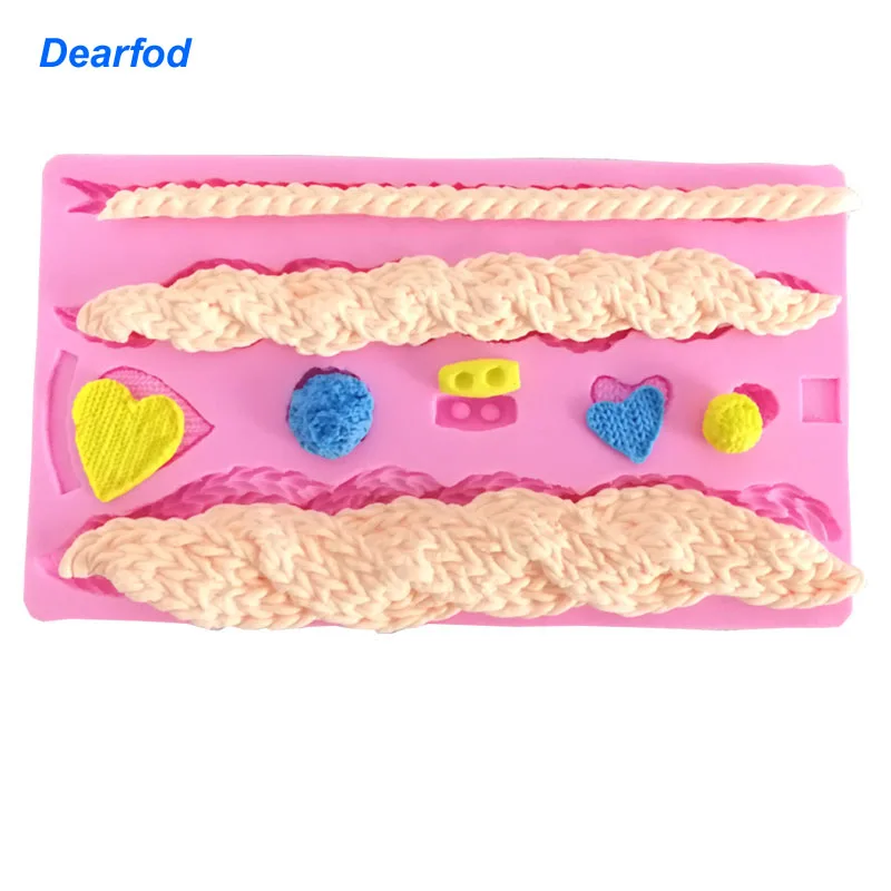 

180110 Winter Sweater Wool Knit for Suagr Craft Cake Brim Cupcake Decoration Fondant Silicone Chocolate Mold Cake DIY Tool