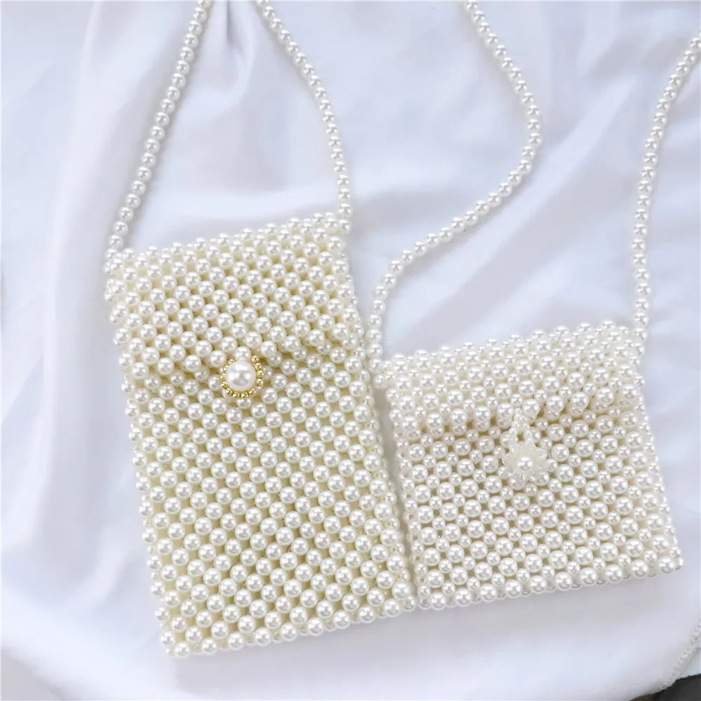 الفاخرة اليدوية المرأة اللؤلؤ حقيبة مطرز الكتف حقيبة ساعي البسيطة Crossbody حقائب للنساء محفظة نسائية للعملات المعدنية شيك حقائب اليد