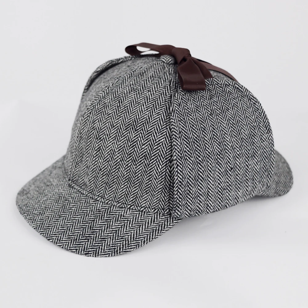 Sherlock Holmes Cap Detective Hat Doctor Costume Adult Deerstalker Houndstooth2