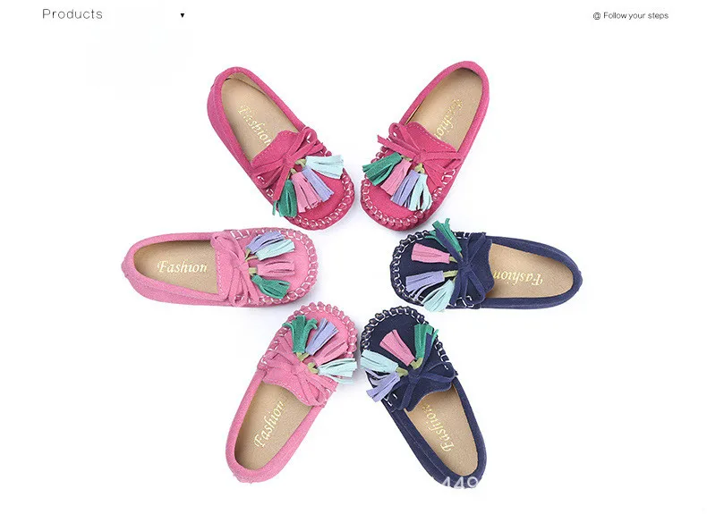 Обувь для девочек из натуральной кожи мокасины для малышей обувь Туфли без каблуков с Ленточки туфли принцессы с бантом розовый красные