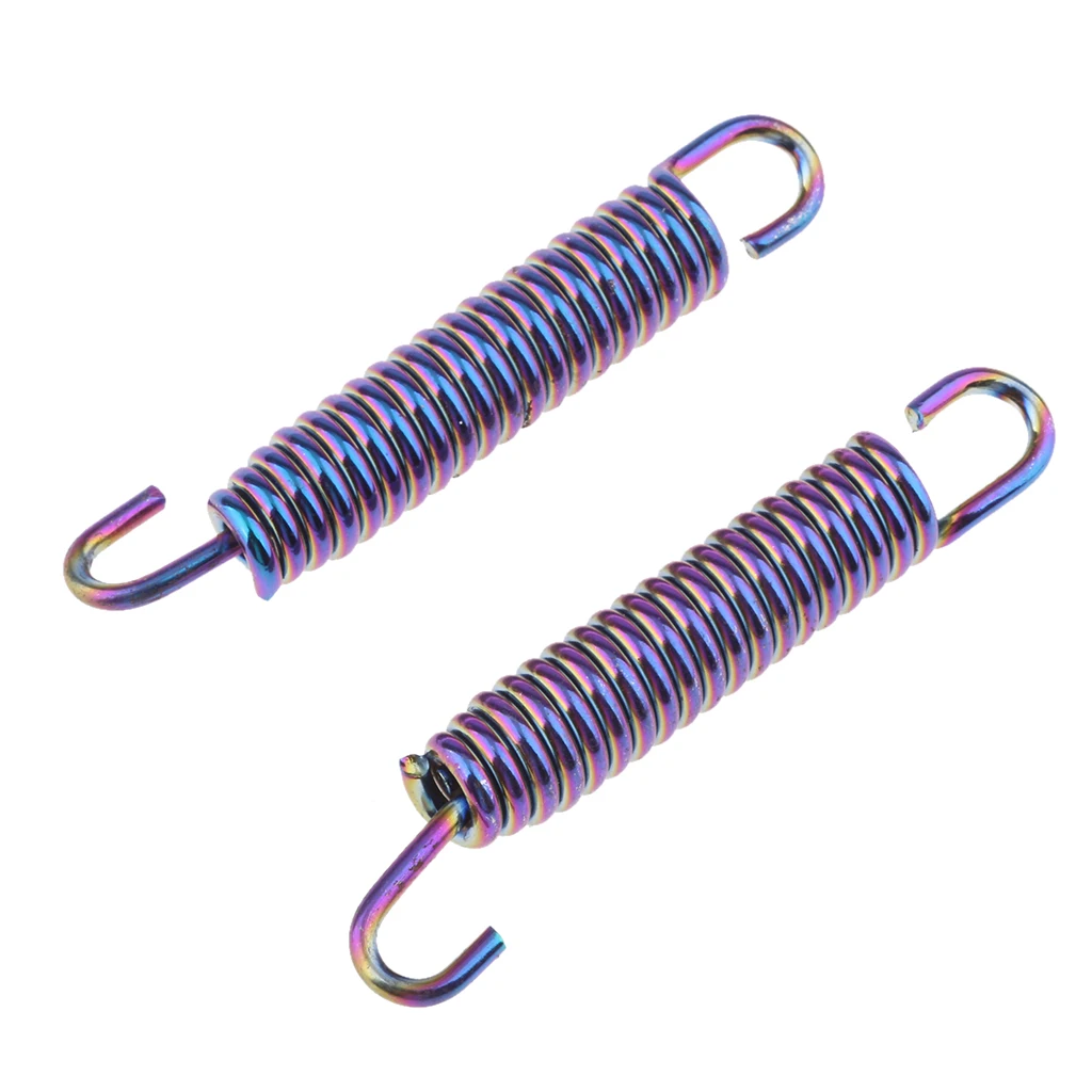 2Pcs 65mm Motorcycle Stainless Steel Exhaust Pipe Muffler Spring Hook Superior Strength Appearance
