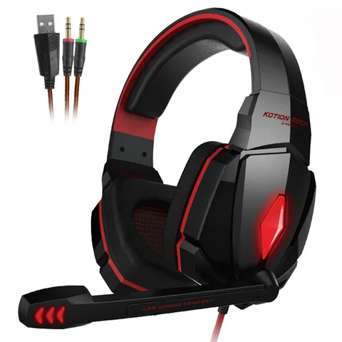 EACH G2000 Stereo Gaming Headset Deep Bass Computer Game Headphones Earphone with LED Light Microphone for PC Laptop PS4