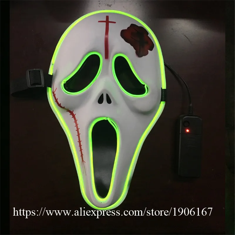 New Year Flash El Wire Led Glowing Beauty Christmas Party Mask Hot Sale05