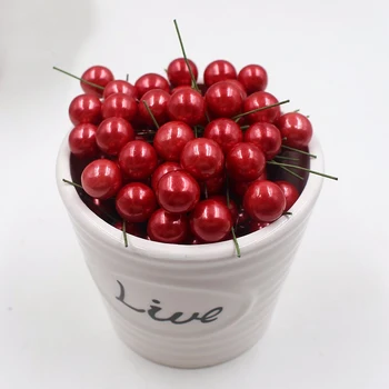 

40Pcs Mini Plastic Berry Cherry Artificial Flowers Stamen for Wedding Christmas Decoration Craft Gift Box Flower Scrapbook DIY