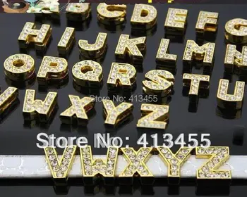 

Wholesale 130pcs 10mm A-Z gold color slide letter fit for 10mm phone strips