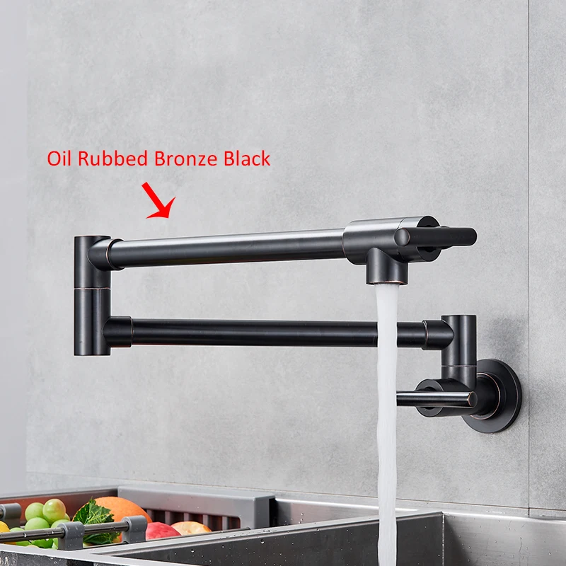  Quyanre Chrome Nickel Black Brass Pot Filler Tap Wall Mounted Kitchen Faucet Single Cold Single Hol - 32862000622