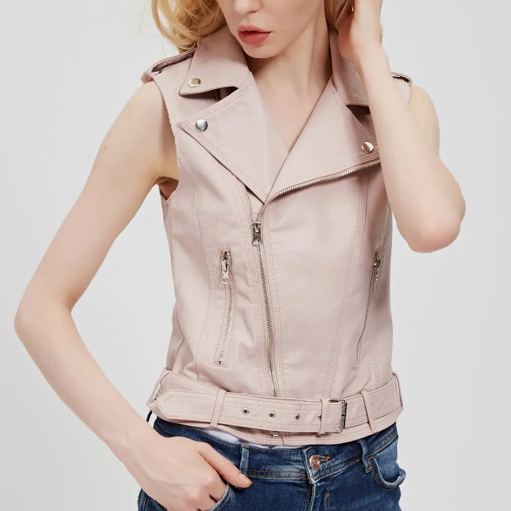 Женская короткая куртка из ПУ кожи с поясом на молнии|pu leather jacket|brand jacketfashion jacket |