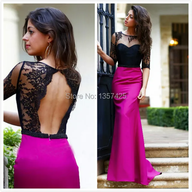 Purple Prom Dresses Long Open Back Half