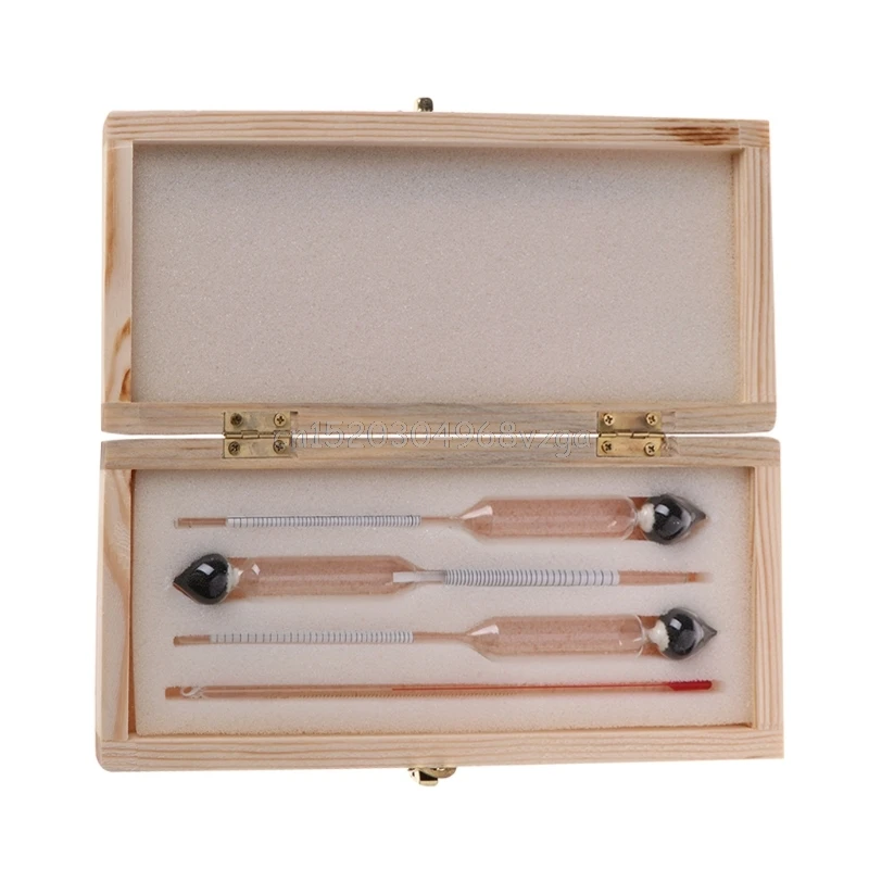 

3Pcs 0-100% Hydrometer Alcoholmeter Tester Set Alcohol Concentration Meter + Thermometer #H028# Drop shipping