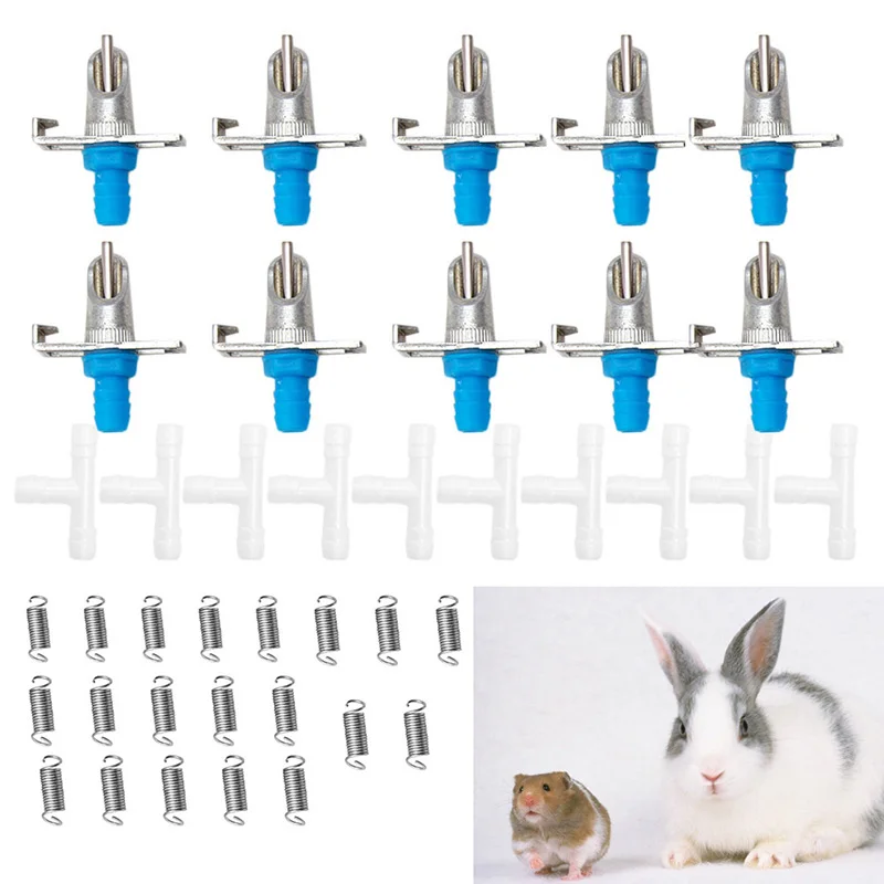 

5Pcs/Set Automatic Nipple Feeder Water Drinking Trough Waterer Rabbit Rodents Drinker Tool