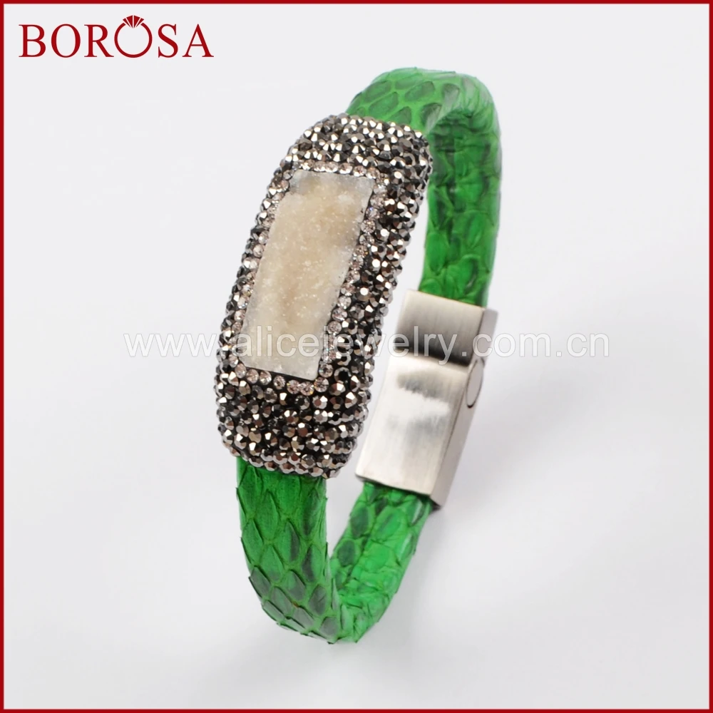 BOROSA 5 шт. смесь цветов змеиной Druzy браслет Модные украшения Drusy pave цирконами