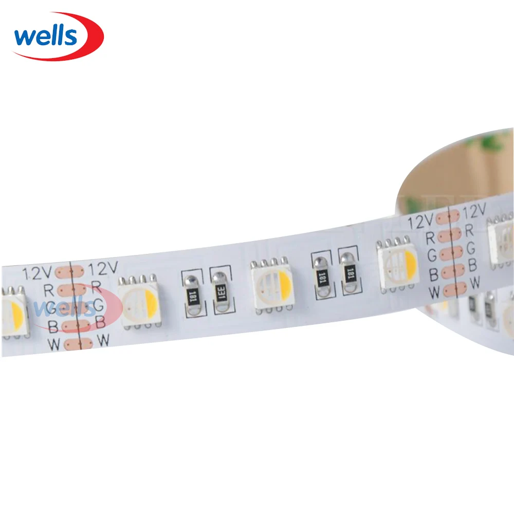 buy 5m 5050 4 in 1 LED RGBW RGB+Warm Cool White LED Strip 60LEDS M White PCB 12V