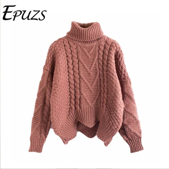 

Winter Vintage Knitted Thick Turtleneck Sweater Women Loose Casual Korean Pullovers Christmas Sweaters Autumn
