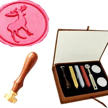 Винтаж олень индивидуальный логотип свадебные приглашения Воск уплотнительное штамп Щупы для мангала ложка подарочная коробка комплект