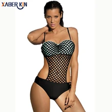 Поп женский цельный купальник женский сетчатый сексуальный тонкий Монокини женские купальные костюмы, пикантная пляжная одежда черные костюмы для плавания K150-CGR1