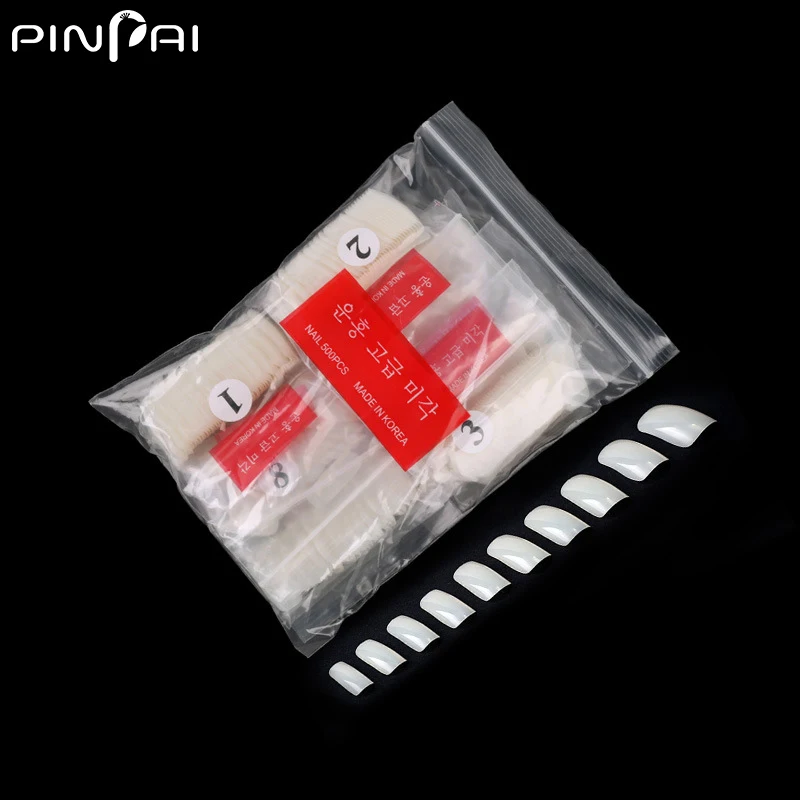 PinPai 500 шт 10 Размер Накладные накладные ногти Смола удлиненные прозрачные